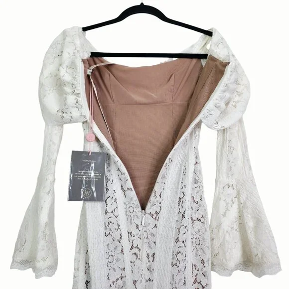 House of CB Belle Maxi Dress Vintage Cream Floral Lace Off Shoulder Size XS - threedaughtersproperties.com House of CB Belle Maxi Dress Vintage Cream Floral Lace Off Shoulder Size XS - threedaughtersproperties.com